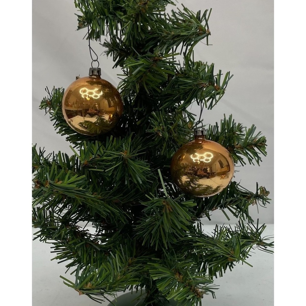 Vintage Glass Christmas Ornaments Gold Lot 10 Round Ball Mercury Style